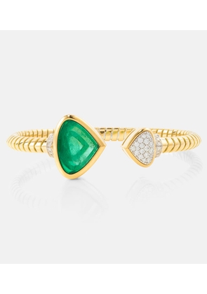Marina B Trisolina 18kt gold cuff bracelet with diamonds and emerald