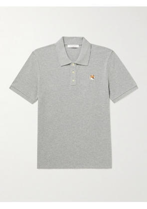 Maison Kitsuné - Logo-Appliquéd Cotton-Piqué Polo Shirt - Men - Gray - XS