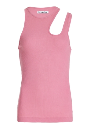 K.ngsley - Romain Cutout Cotton Jersey Tank Top - Pink - S - Moda Operandi