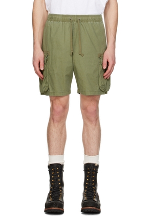 John Elliott Green Garment-Dyed Shorts
