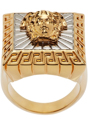 Versace Gold & Silver Medusa Square Ring