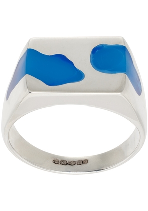 Ellie Mercer SSENSE Exclusive Silver & Blue Two Piece Ring