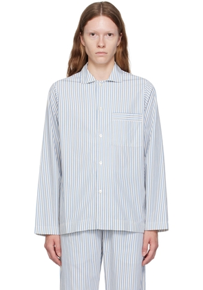 Tekla White & Blue Striped Pyjama Shirt