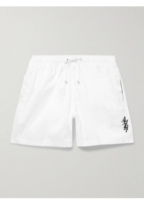 AMIRI - Straight-Leg Mid-Length Logo-Appliquéd Swim Shorts - Men - White - IT 44