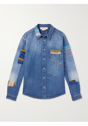 Marni - Embroidered Appliquéd Denim Shirt Jacket - Men - Blue - IT 46