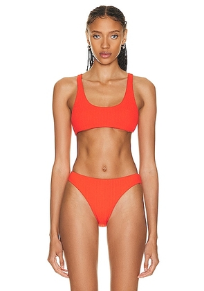 Wolford Scoop Neck Ultra Texture Bikini Top in Red Glow - Red. Size XS (also in ).