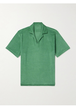 Paul Smith - Logo-Appliquéd Grosgrain-Trimmed Cotton-Blend Terry Polo Shirt - Men - Green - S