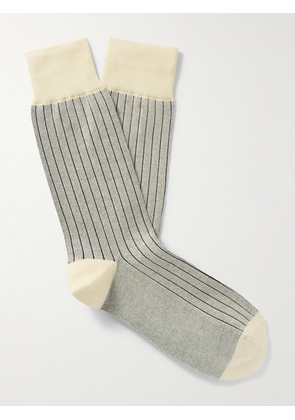 Paul Smith - Two-Tone Ribbed Cotton-Blend Socks - Men - Gray