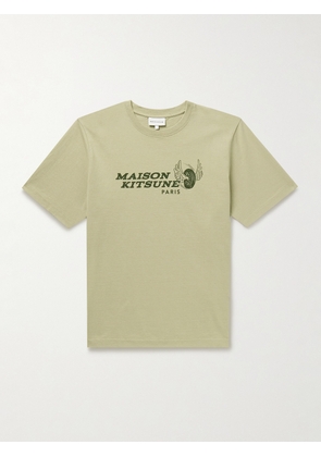 Maison Kitsuné - Racing Wheels Logo-Print Cotton-Jersey T-Shirt - Men - Green - XS