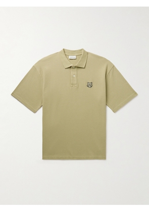 Maison Kitsuné - Oversized Logo-Appliquéd Cotton-Piqué Polo Shirt - Men - Green - XS
