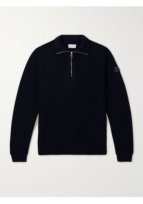 Moncler - Logo-Appliquéd Cotton and Cashmere-Blend Half-Zip Cardigan - Men - Blue - M