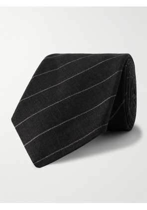 Brunello Cucinelli - 7.5cm Striped Linen Tie - Men - Black