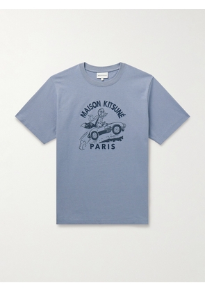 Maison Kitsuné - Logo-Print Cotton-Jersey T-Shirt - Men - Blue - XS