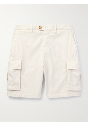 Brunello Cucinelli - Straight-Leg Cotton-Blend Twill Cargo Shorts - Men - Neutrals - IT 46