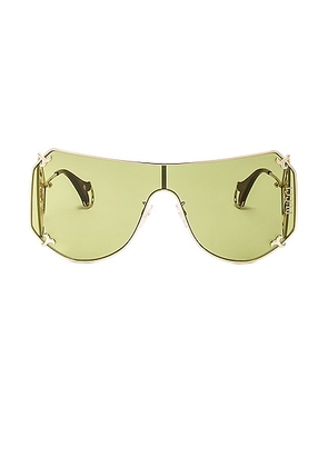 Emilio Pucci Shield Sunglasses in Shiny Pale Gold & Green - Metallic Gold. Size all.