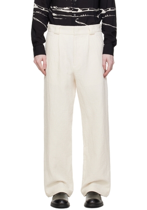 Emporio Armani Off-White Pleated Trousers
