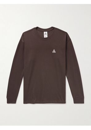 Nike - ACG Logo-Embroidered Jersey T-Shirt - Men - Brown - XS