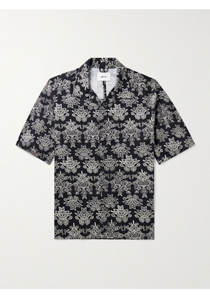 NN07 - Ole 5210 Camp-Collar Printed Organic Cotton and TENCEL™ Lyocell-Blend Twill Shirt - Men - Black - S