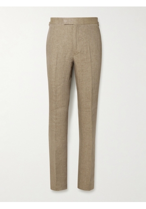 Kingsman - Argylle Slim-Fit Straight-Leg Herringbone Linen Trousers - Men - Neutrals - IT 46