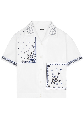 Ymc Wanda Embroidered Cotton-poplin Shirt - White - L (UK14 / L)