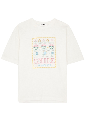Ymc Jordan Embroidered Cotton T-shirt - White - M (UK12 / M)