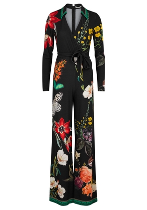Alice + Olivia Melinda Floral-print Crepe Jumpsuit - Black