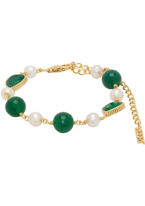 VEERT Gold & Green Onyx Freshwater Pearl Bracelet
