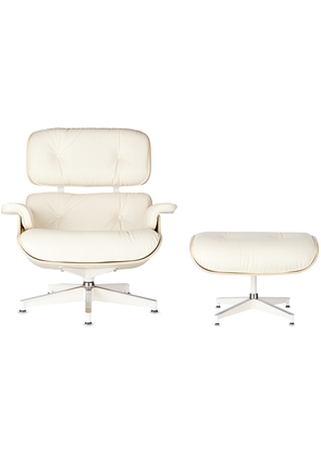Herman Miller® White Leather Eames Lounge Chair & Ottoman