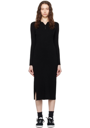 Lacoste Black Ribbed Midi Dress