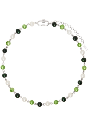 VEERT White Gold 'The Single Multi Green Freshwater Pearl' Necklace
