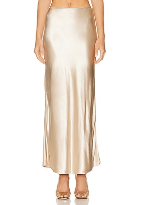 Ferragamo Satin Skirt in Beige - Metallic Gold. Size 42 (also in ).