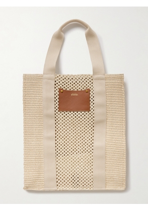 Isabel Marant - Aruba Grosgrain And Leather-trimmed Crocheted Cotton-blend Shoulder Bag - Neutrals - One size