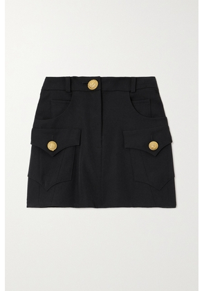 Balmain - Button-embellished Grain De Poudre Wool Mini Skirt - Black - FR34,FR36,FR38,FR40,FR42,FR44,FR46