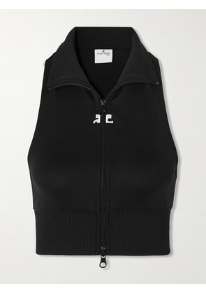 COURREGES - Cropped Jersey Vest - Black - x small,small,medium,large,x large