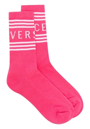Versace 90s Vintage-logo ribbed socks - Pink