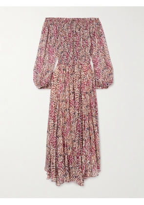 Marant Étoile - Volga Off-the-shoulder Printed Crepon Maxi Dress - Pink - FR34,FR36,FR38,FR40,FR42,FR44