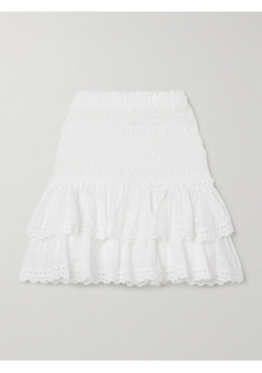 Marant Étoile - Tinaomi Ruffled Shirred Broderie Anglaise Cotton Mini Skirt - White - FR34,FR36,FR38,FR40,FR42,FR44