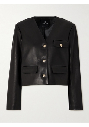 Anine Bing - Cara Cropped Leather Jacket - Black - x small,small,medium