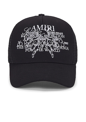 Amiri Cherub Trucker Hat in Black - Black. Size all.