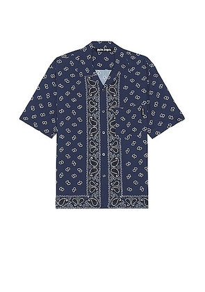 Palm Angels Paisley Bowling Shirt in Navy Blue - Navy. Size 46 (also in 48, 50, 52).