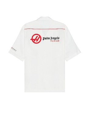Palm Angels x Haas Bowling Shirt in Off White & Red - Ivory. Size 46 (also in 48, 50, 52).