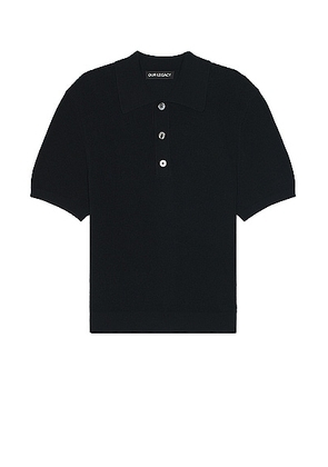 Our Legacy Traditional Polo in Shadow Black Crispy Cotton - Black. Size 46 (also in 52).