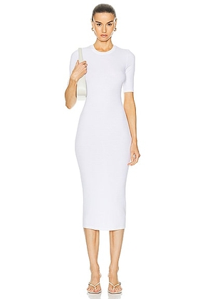 Enza Costa Silk Rib Half Sleeve Midi Dress in White - White. Size L (also in M, S, XS).