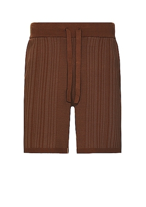 WAO Fully Knitted Pattern Short in Brown & Taupe - Brown. Size L (also in M, S).