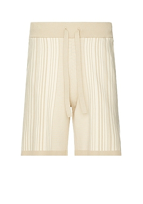 WAO Fully Knitted Pattern Short in Cream & Natural - Cream. Size L (also in M, S).