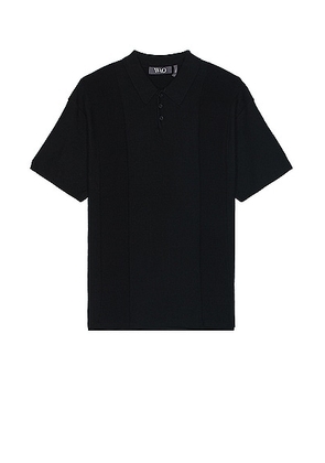 WAO Short Sleeve Knit Polo in Black - Black. Size M (also in L, XL/1X).