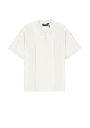 WAO Short Sleeve Knit Polo in Off White - White. Size M (also in L, XL/1X).