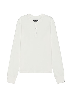 Rag & Bone Lightweight Waffle Henley in Ivory - Ivory. Size L (also in M, S, XL).