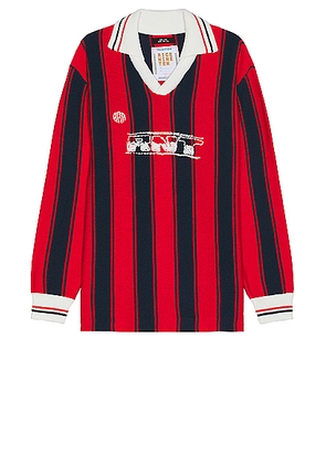 rice nine ten Knitting Long Sleeve Soccer Jersey in Red - Red. Size 1 (also in 2).