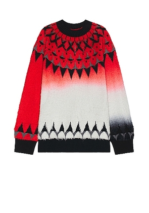 Sacai Jacquard Knit Pullover in Red - Red. Size 2 (also in 3, 4).